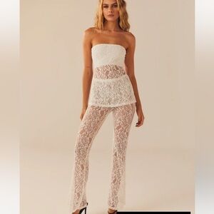 NWT Peppermayo Sweet Fantasy Lace Tube Top & Pant Set in Ice- both size 8